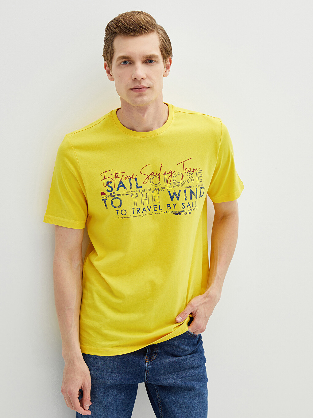 Crew Neck Short Sleeve Printed Combed Cotton Men's T-shirt-4