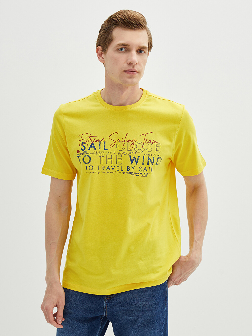 Crew Neck Short Sleeve Printed Combed Cotton Men's T-shirt