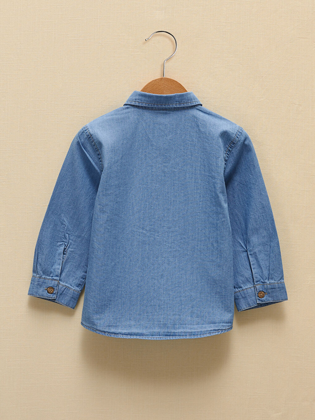 Chemise En Jean Basique En Coton À Manches Longues Pour Bébé Garçon-1