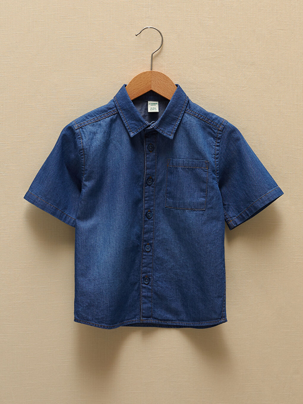 İndigo Kısa Kollu Basic Pamuklu Erkek Bebek Jean Gömlek