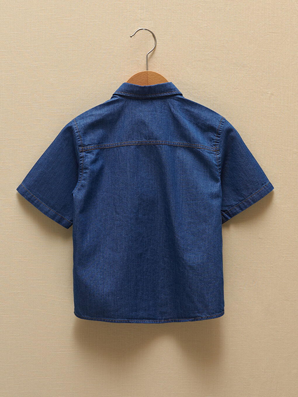 İndigo Kısa Kollu Basic Pamuklu Erkek Bebek Jean Gömlek-2