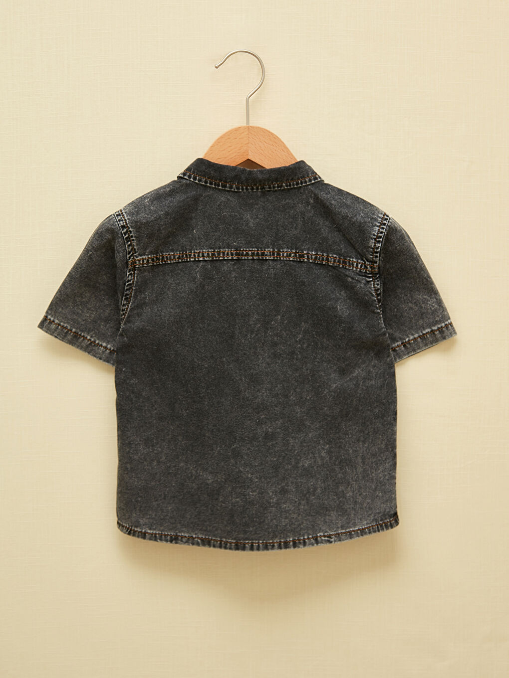 Short Sleeve Basic Baby Boy Jean Shirt-2