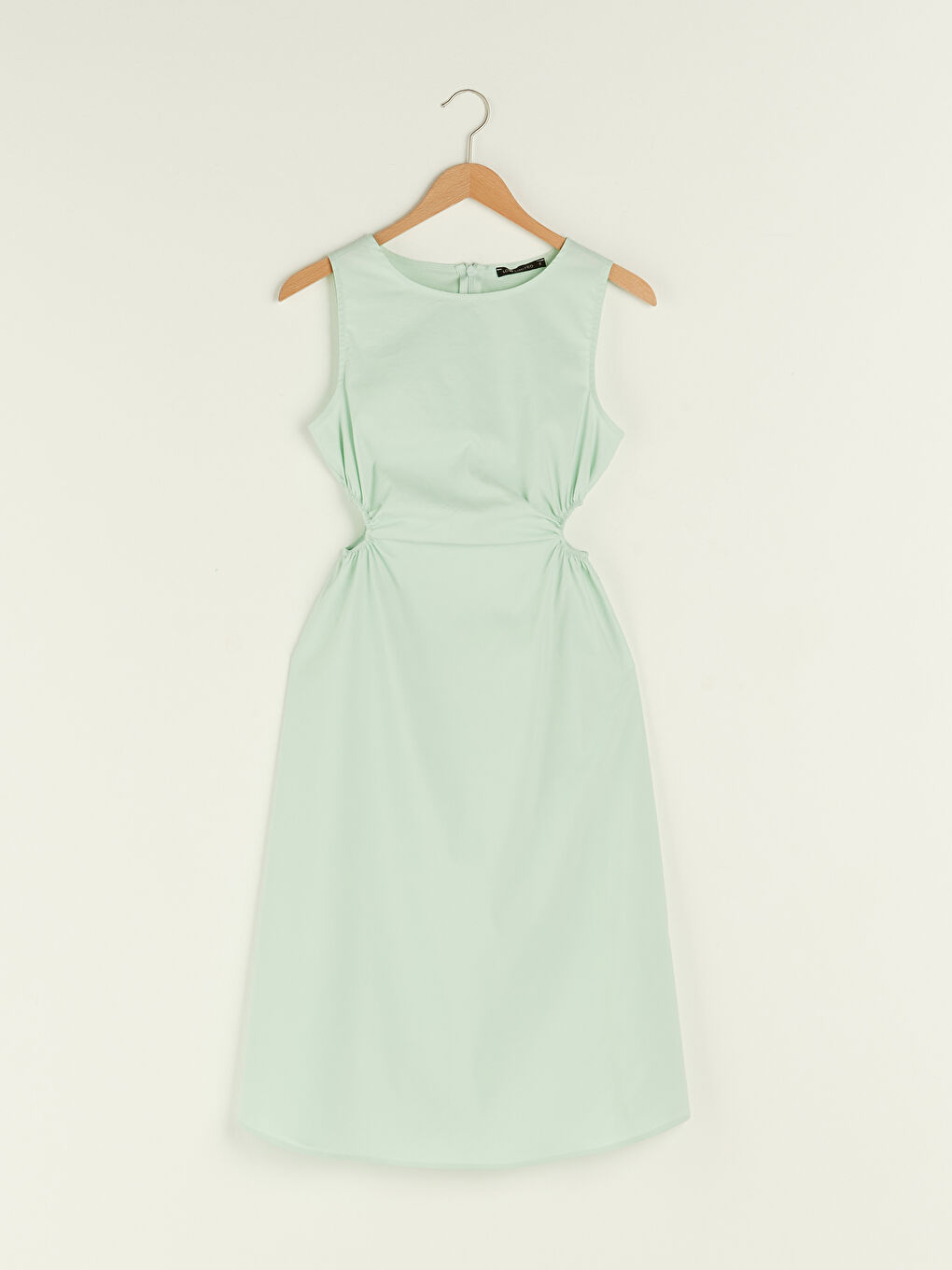 Robe Femme Sans Manches Droite Col Rond en Popeline-13