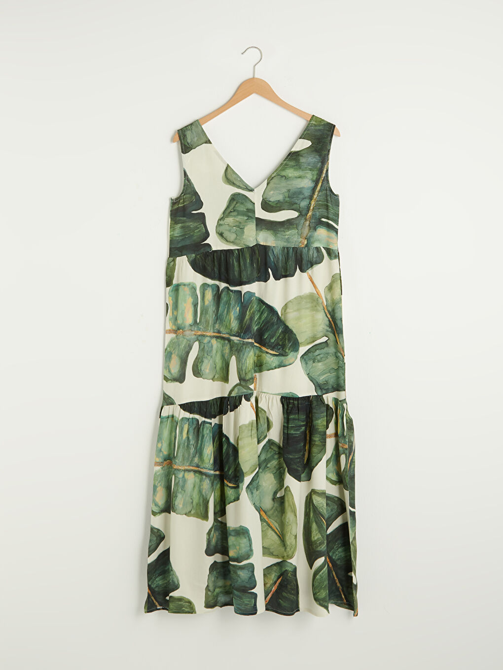 Robe Femme Sans Manches à Motifs en Viscose avec Encolure en V-7