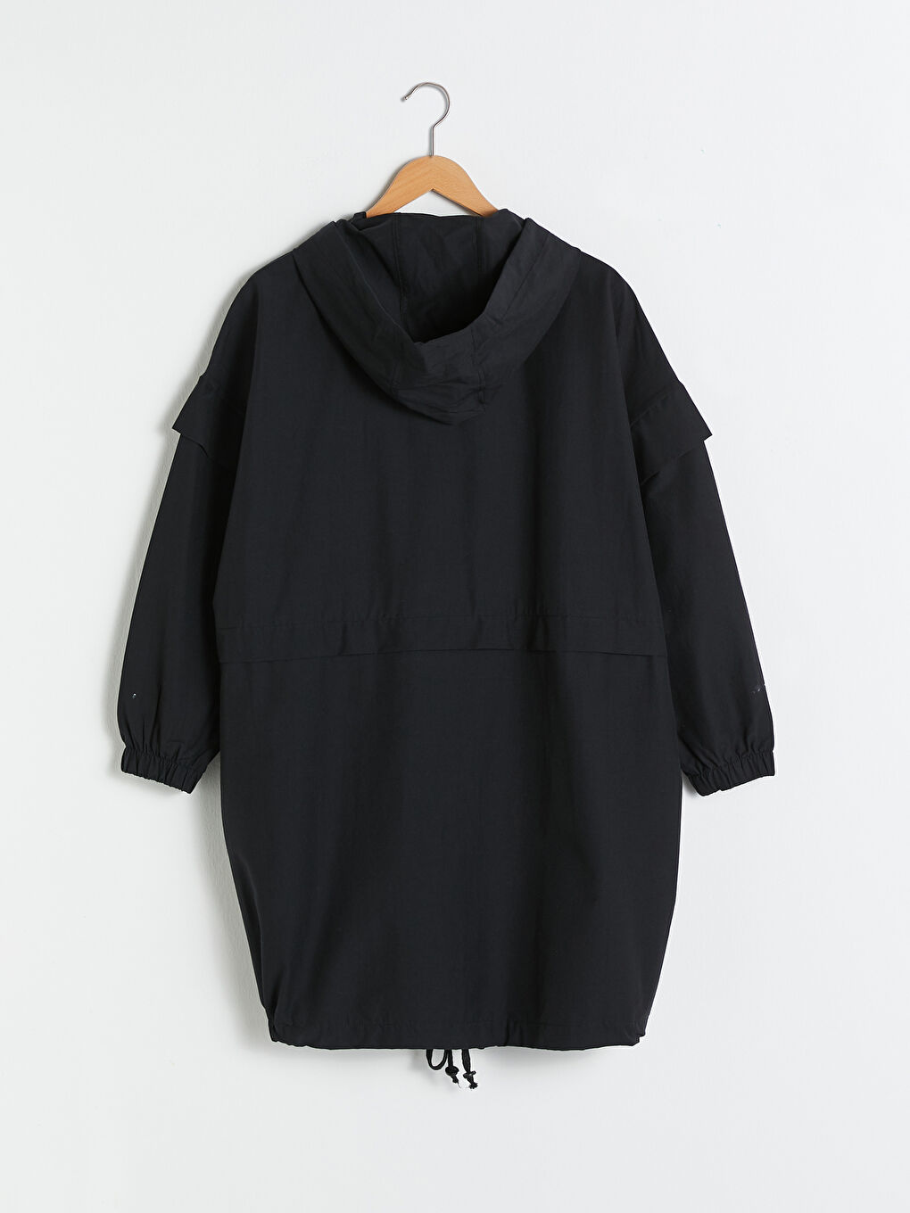 Siyah Kapüşonlu Düz Uzun Kollu Kadın Tunik-7