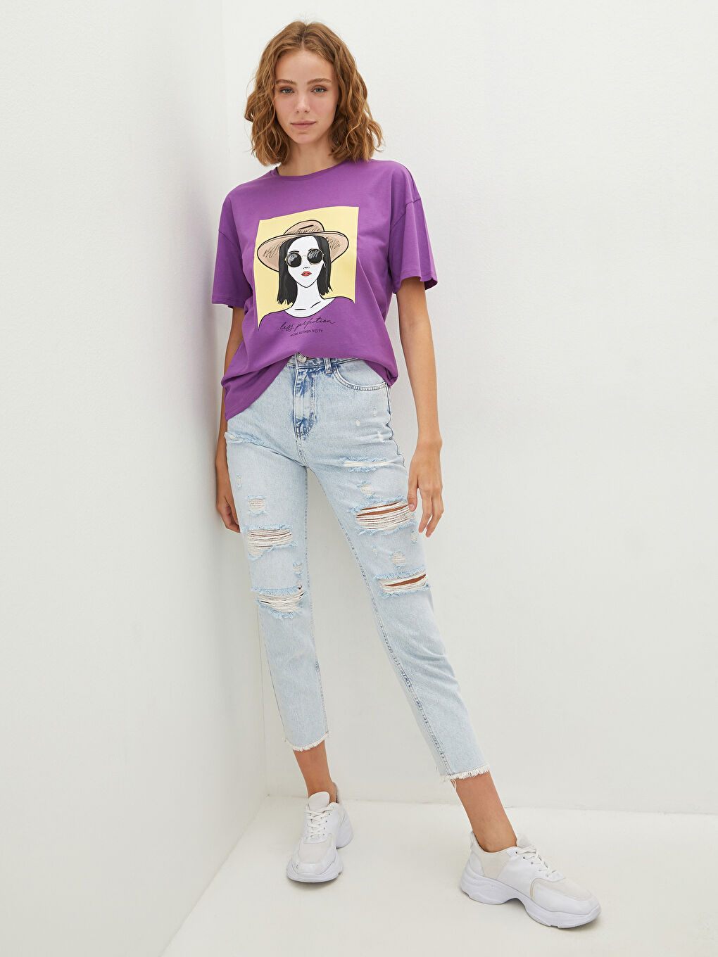 Футболка с круглым вырезом, с принтом, с коротким рукавом, из хлопка, для женщин-3