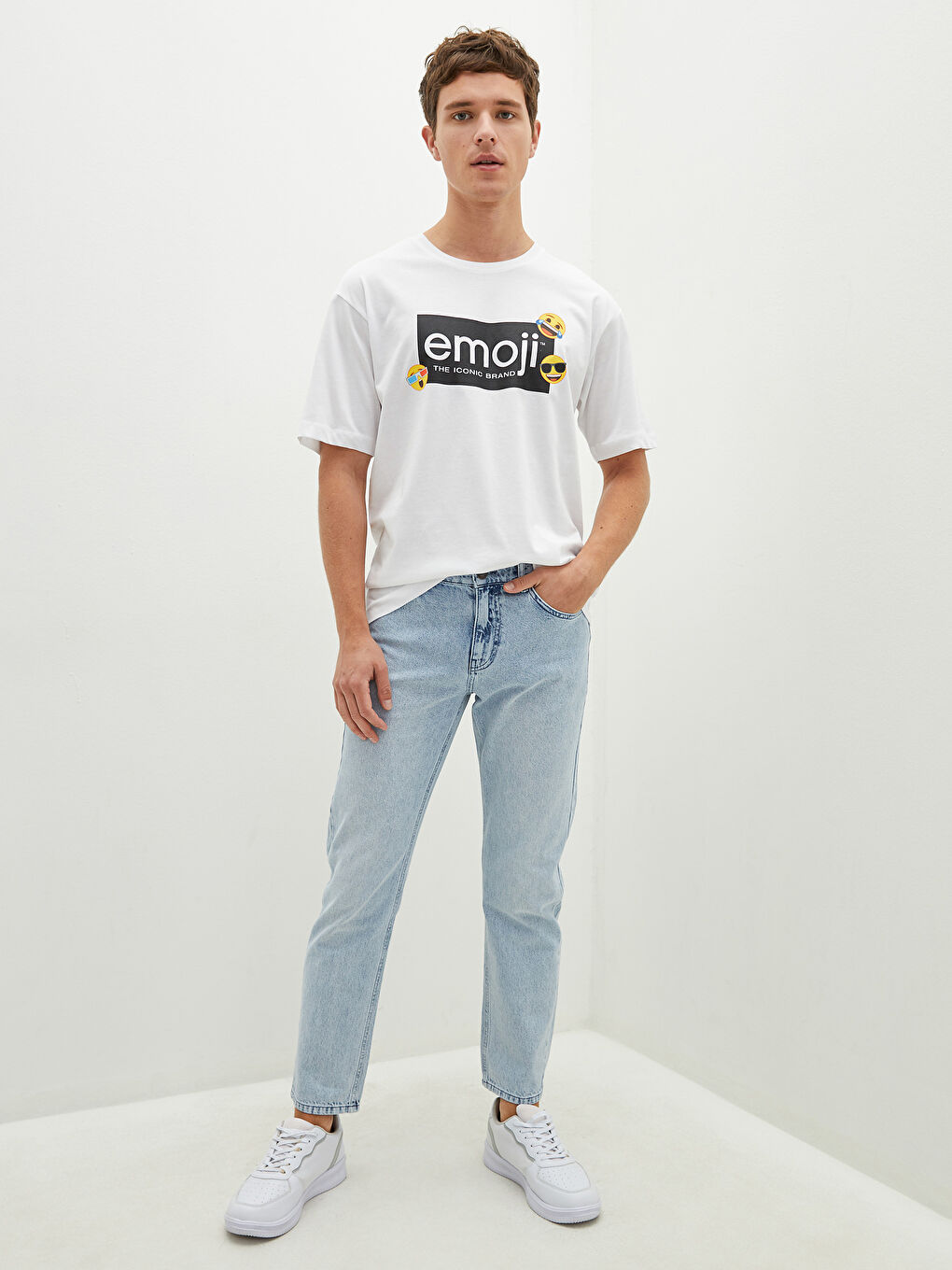 LC Waikiki Crew Neck Short Sleeve Emoji Printed Cotton Men's T-Shirt -S1IG63Z8-Q6K