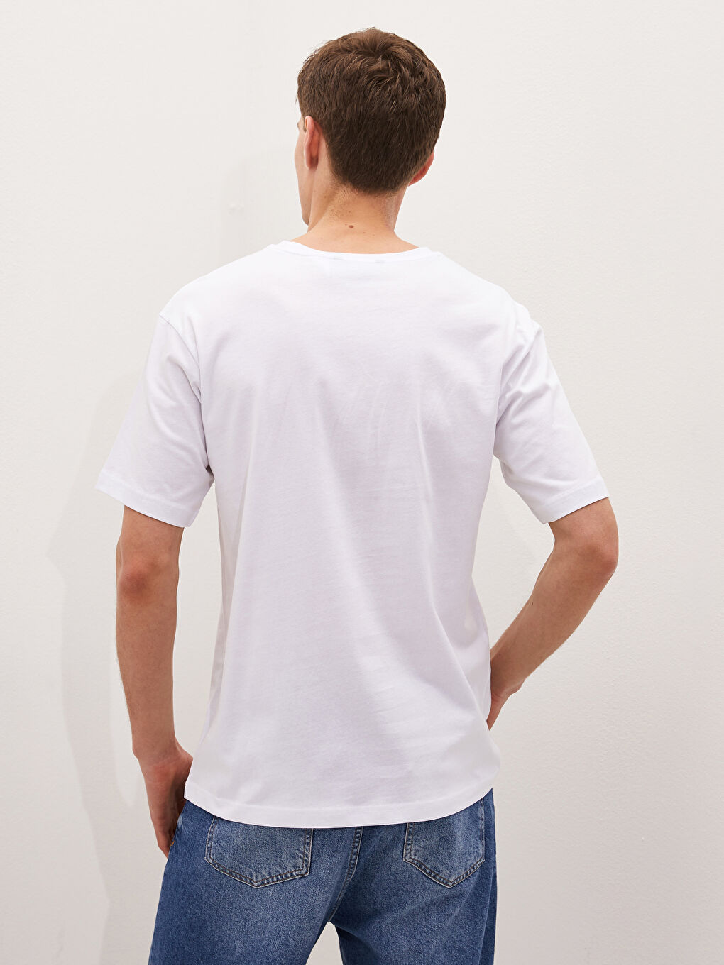 تيشيرت ياقة دائرية كم قصير مطبوع سبيس جام قطن ممشط للرجال-3