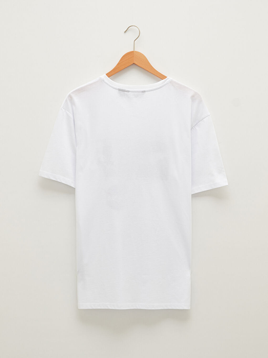 Beyaz Bisiklet Yaka Kısa Kollu Nasa Baskılı Penye Erkek Tişört-6