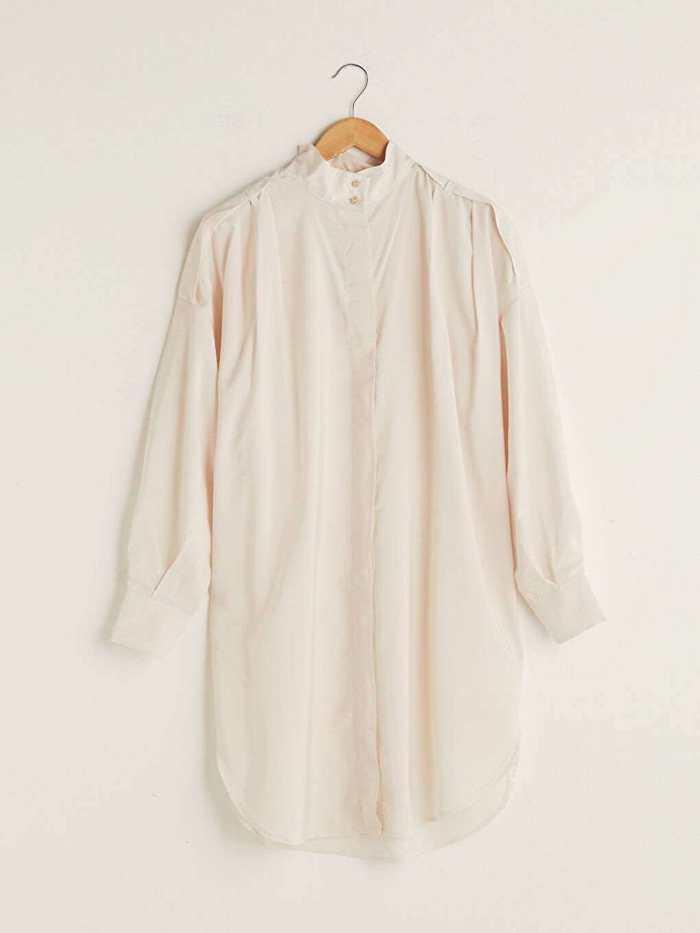 Turtleneck Straight Long Sleeve Poplin Women's Tunic-6