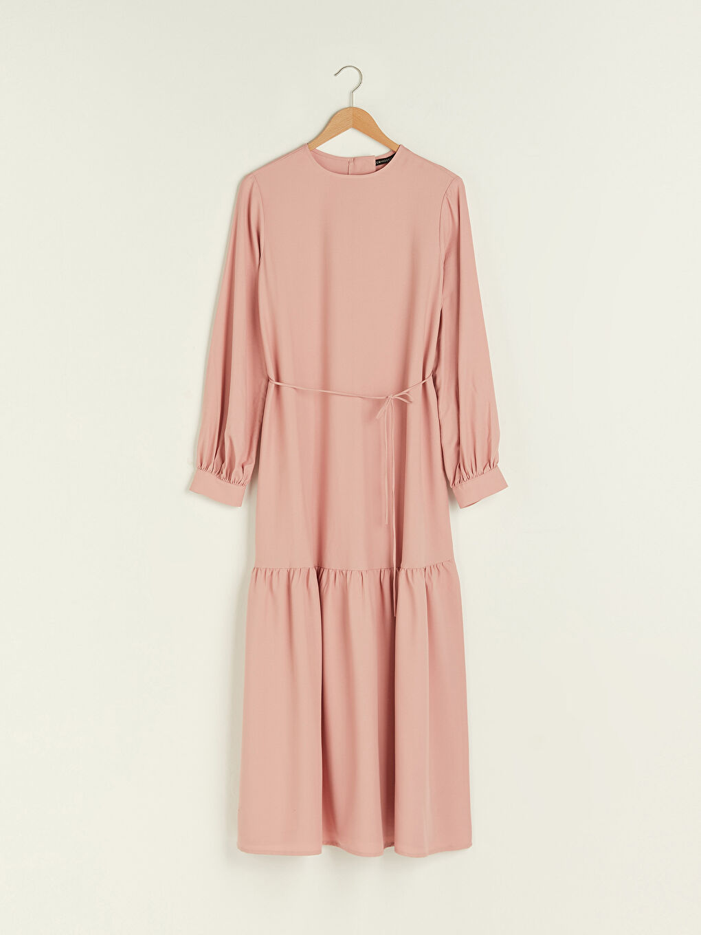 LCW Modest Crew Neck Waist Tied Detailed Long Sleeve Women's Dress -S1IH19Z8-V08