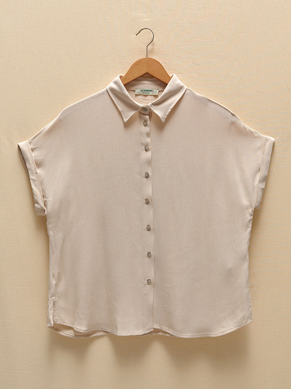 Chemise pour Femmes à Fermeture Boutonnée Droite en Tissu Froissé à Manches Courtes-6