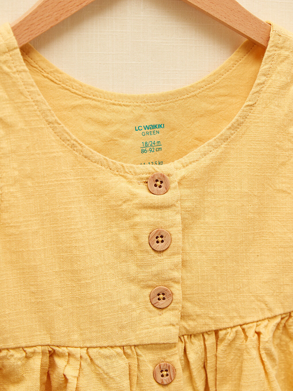 Sarı Bisiklet Yaka Basic Kız Bebek Elbise-1