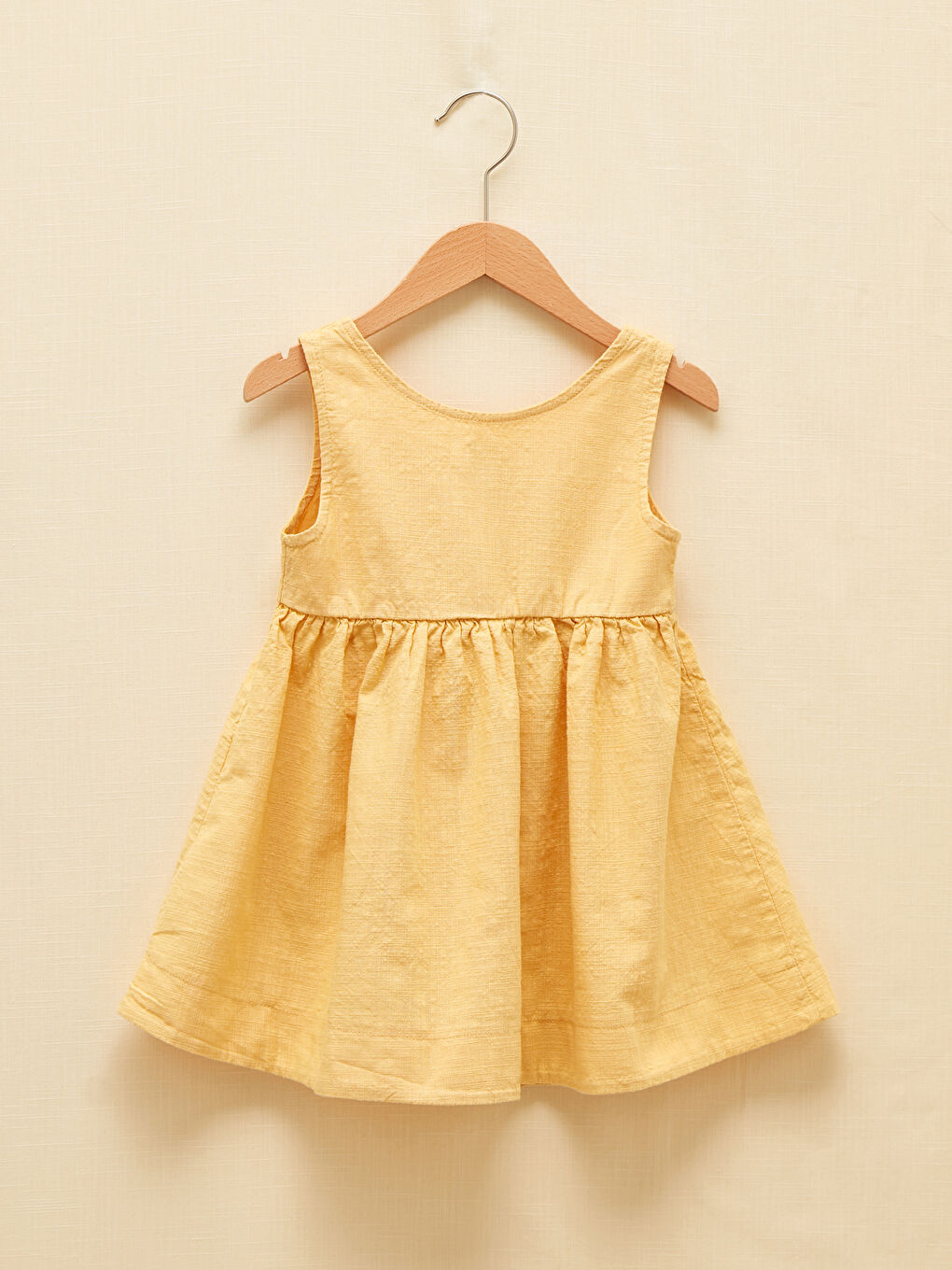 Sarı Bisiklet Yaka Basic Kız Bebek Elbise-2