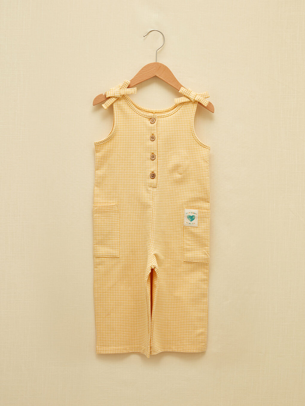 Crew Neck Plaid Patterned Baby Girl Jumpsuit