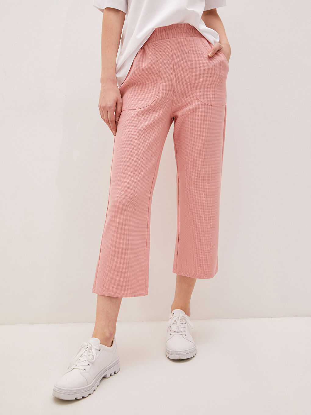 LCW Vision Elastischer Bund Flache Tasche Detaillierte Strukturierte Stoff Damen Jogginghose -S1II56Z8-GED