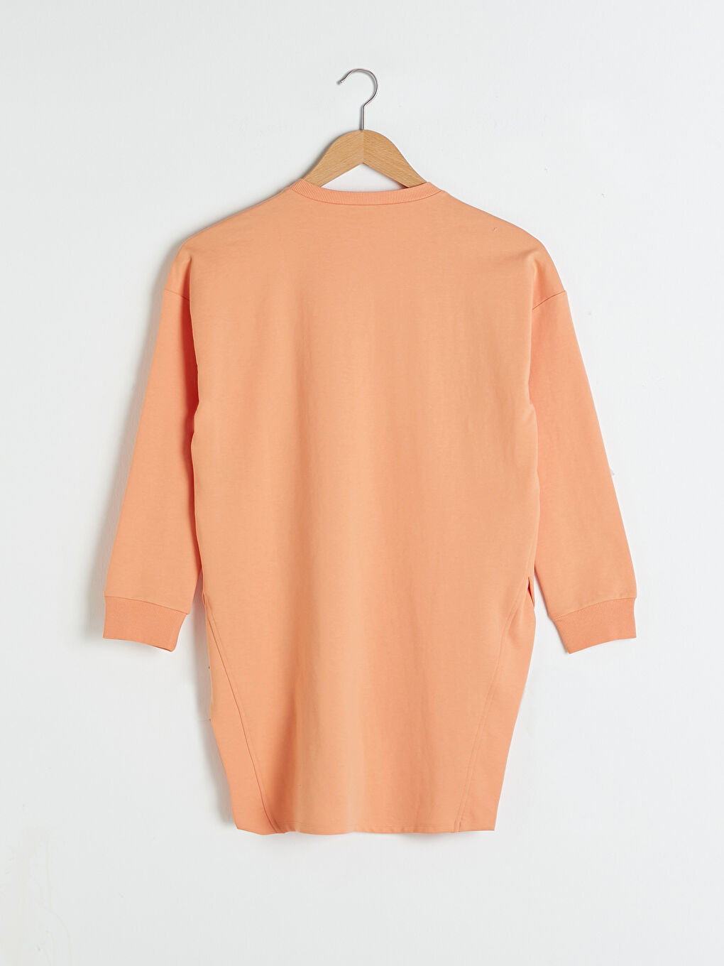 Mercan Bisiklet Yaka Düz Uzun Kollu Kadın Sweatshirt Tunik-5