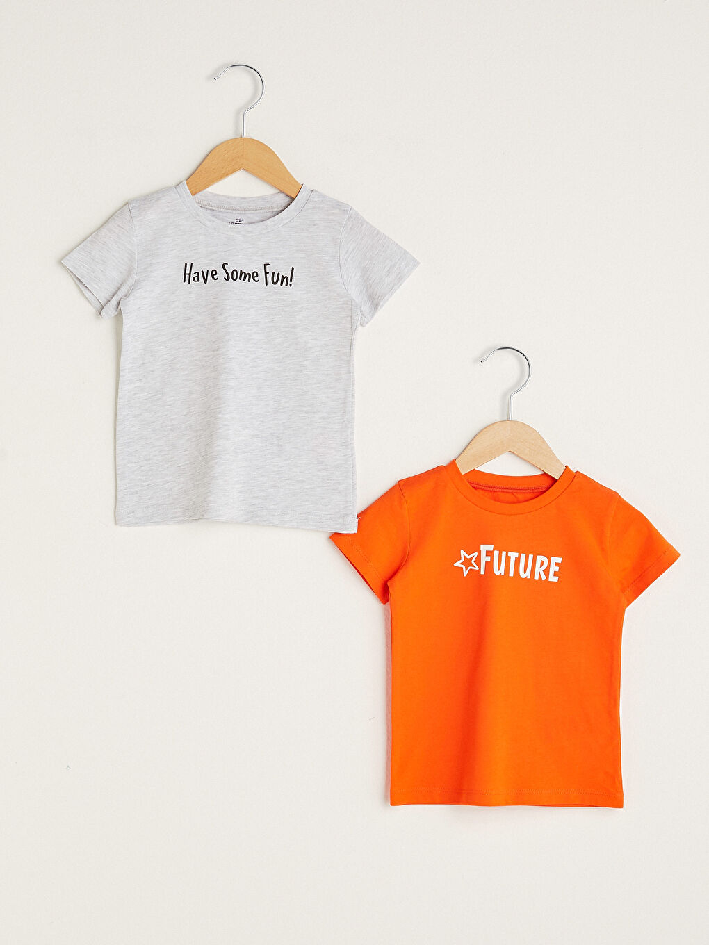 Turuncu Bisiklet Yaka Kısa Kollu Baskılı Erkek Bebek Tişört 2'li