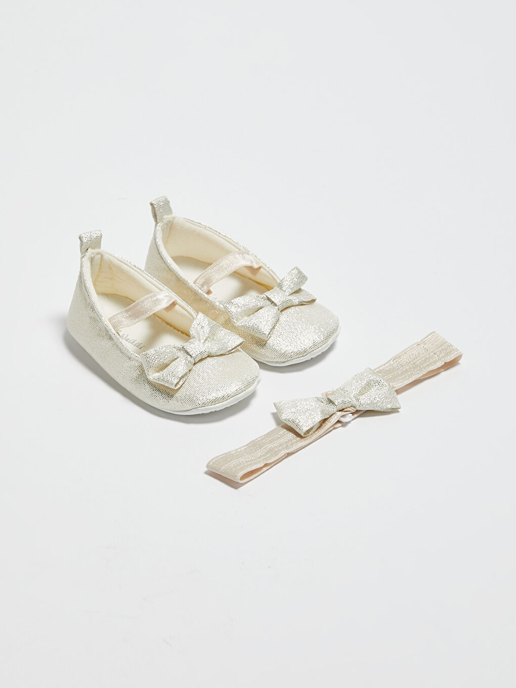 Пинетки-балетки для малышек с бантом и повязкой на голову