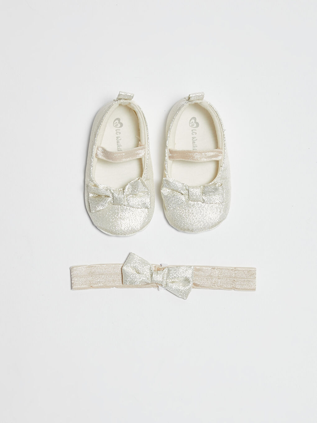 Пинетки-балетки для малышек с бантом и повязкой на голову-1