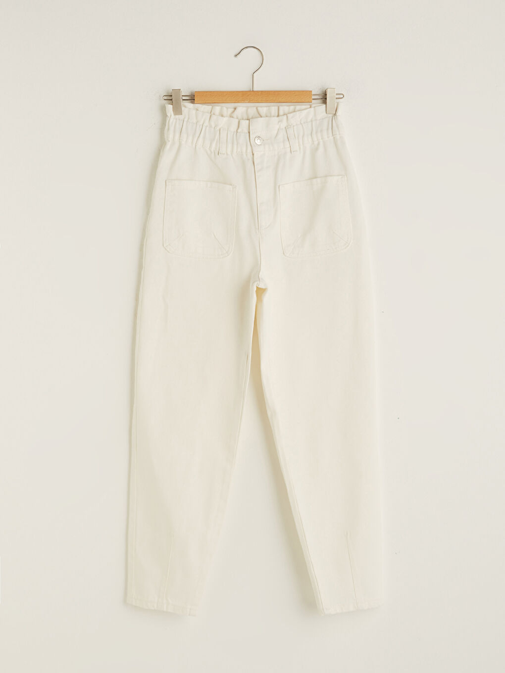 Yüksek Bel Bol Fit Bilek Boy Kadın Jean Pantolon-4