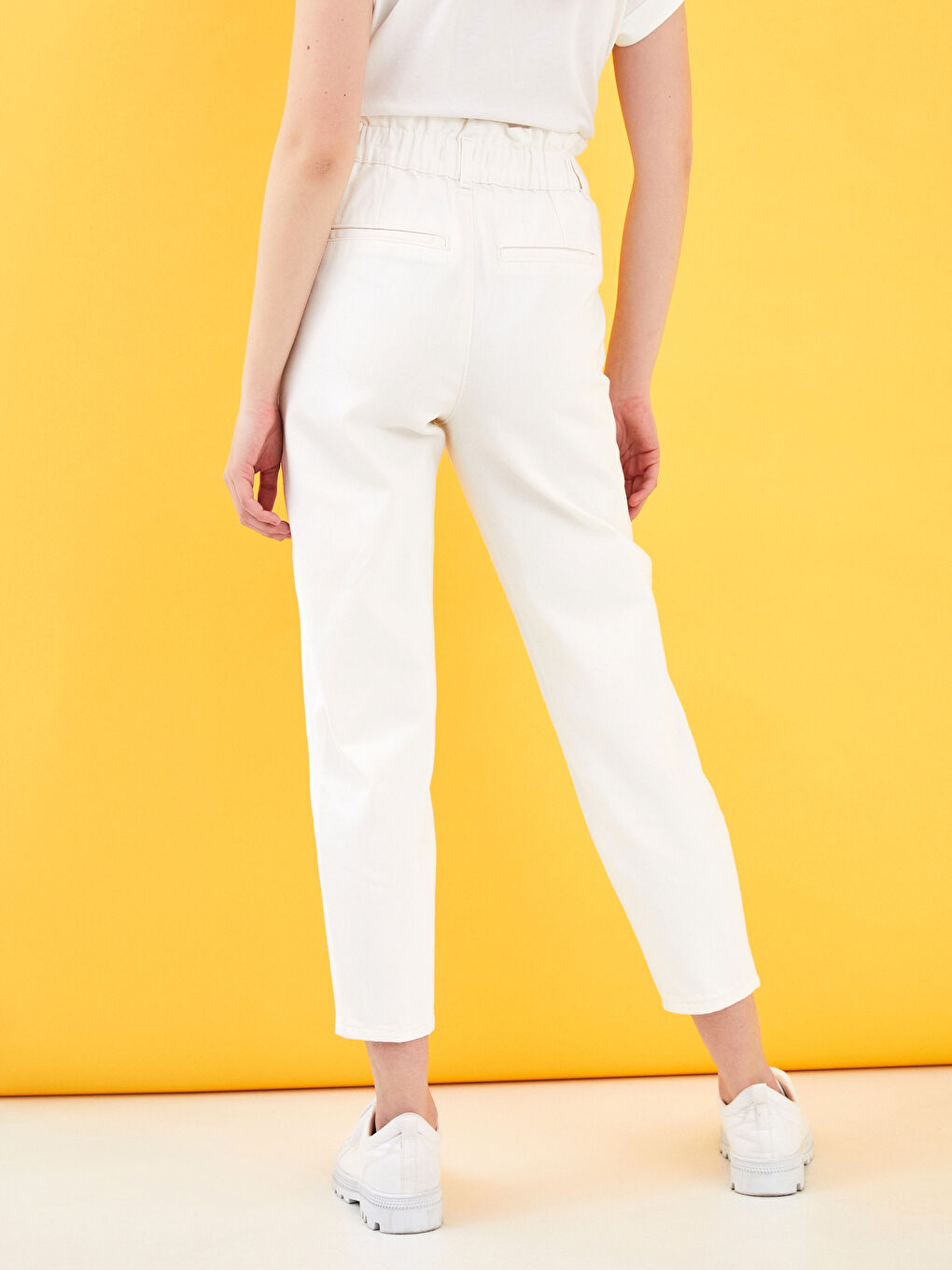 Yüksek Bel Bol Fit Bilek Boy Kadın Jean Pantolon-2