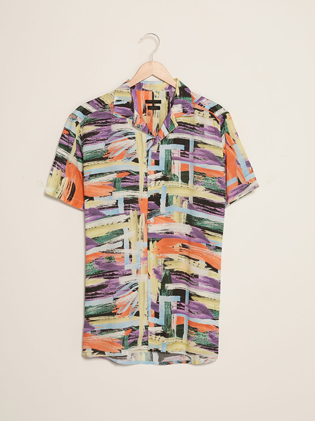 Regular Fit Resort Collar Short Sleeve Patterned Viscose Men's Shirt