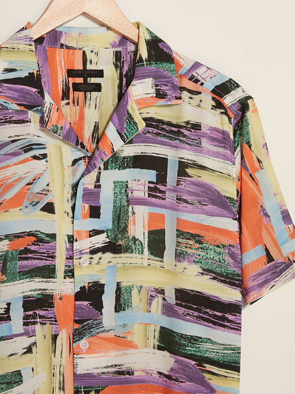 Regular Fit Resort Collar Short Sleeve Patterned Viscose Men's Shirt-2