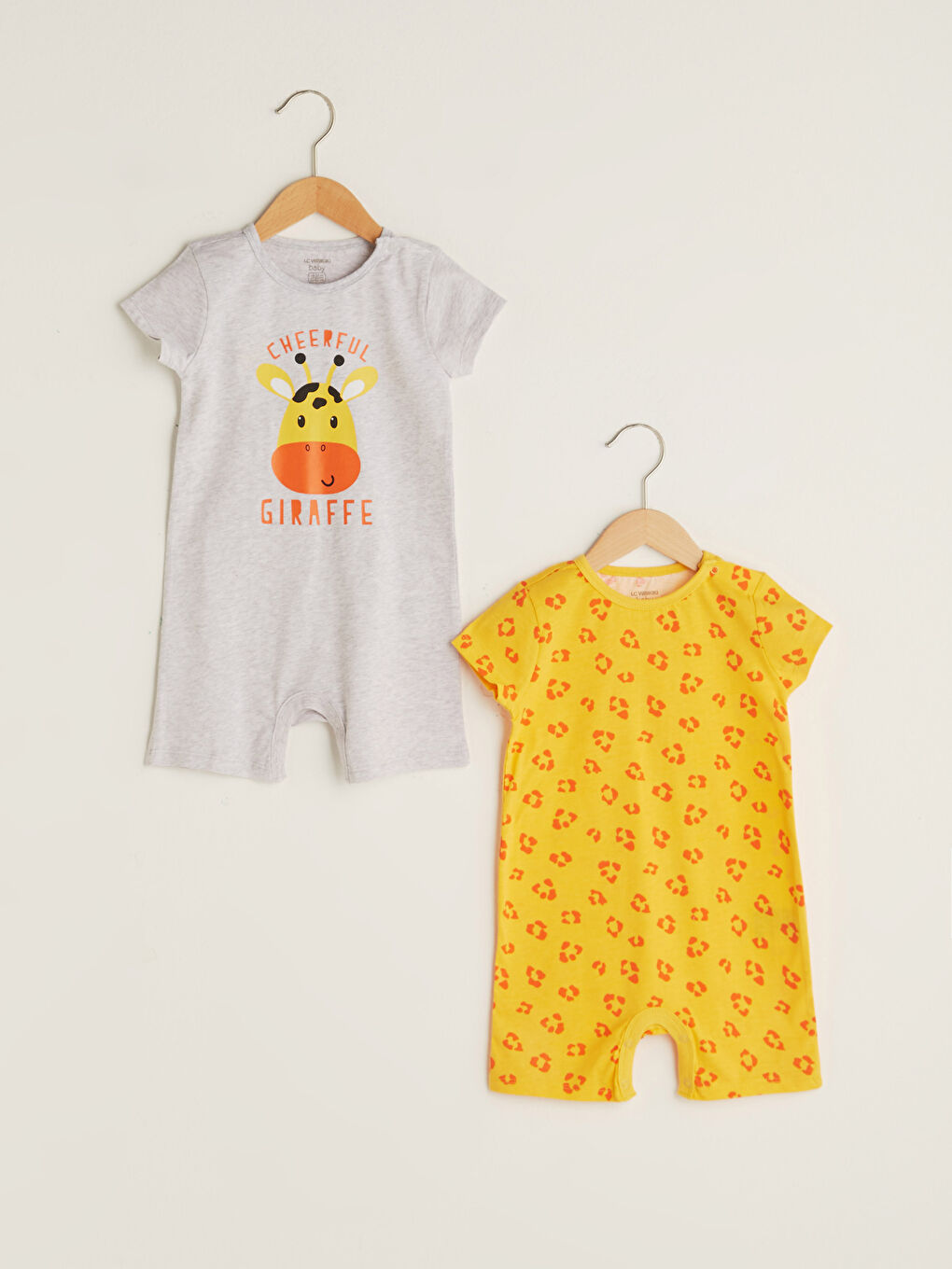 Beyaz Bisiklet Yaka Kısa Kol Baskılı Erkek Bebek Tulum 2'li