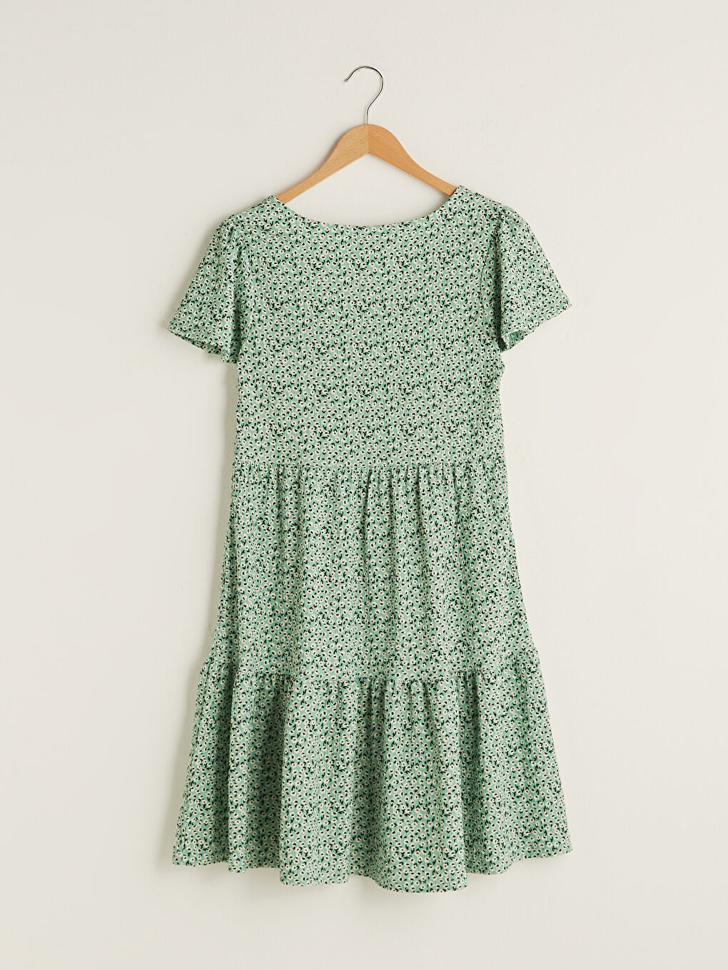 V Neck Patterned Short Sleeve Breastfeeding Crinkle Fabric Women Dress-7