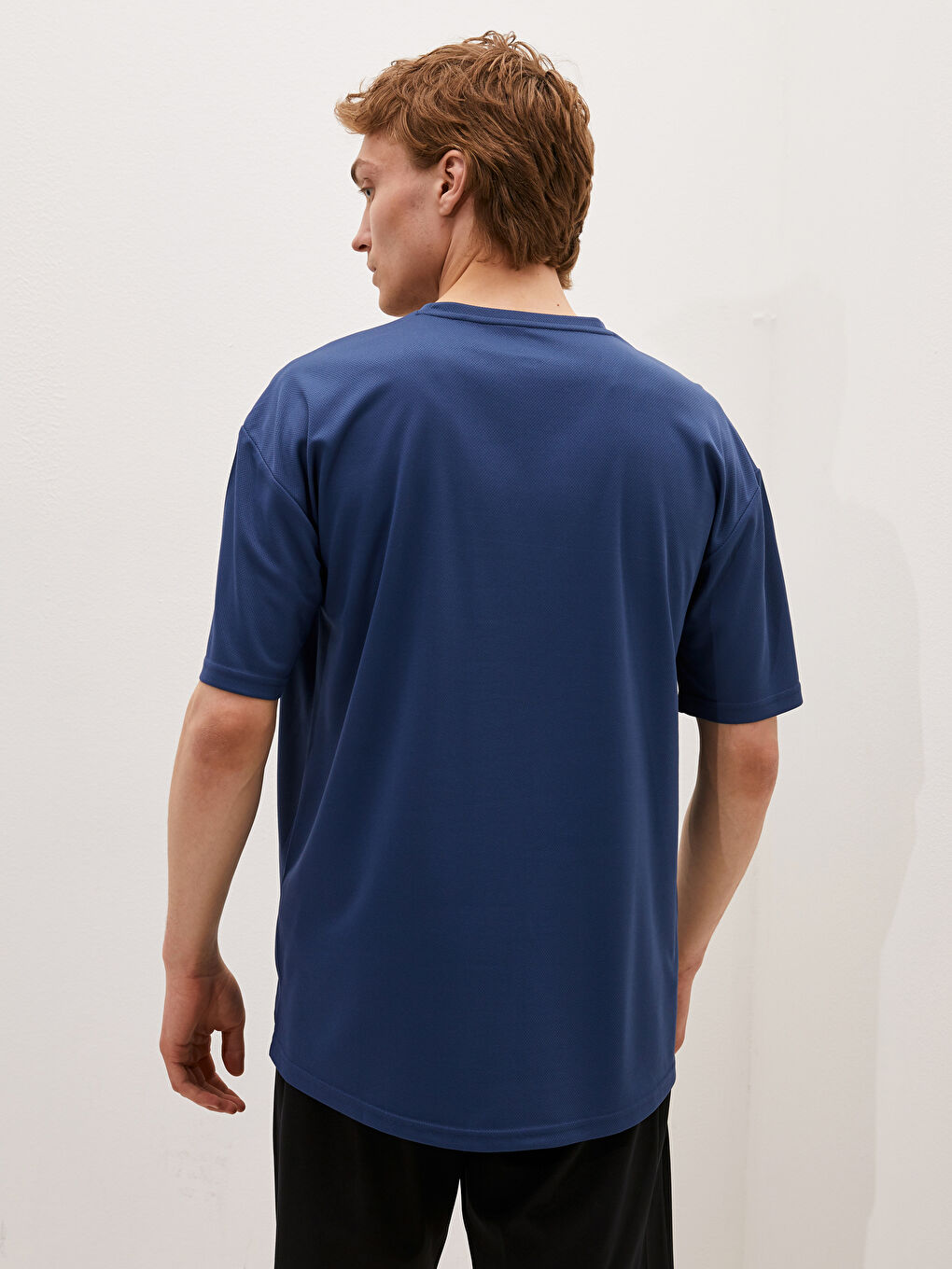 Petrol Bisiklet Yaka Kısa Kollu Aktif Spor Erkek Tişört-4