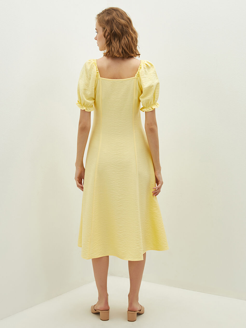 V Neck Straight Short Sleeve Viscose Women Dress-2