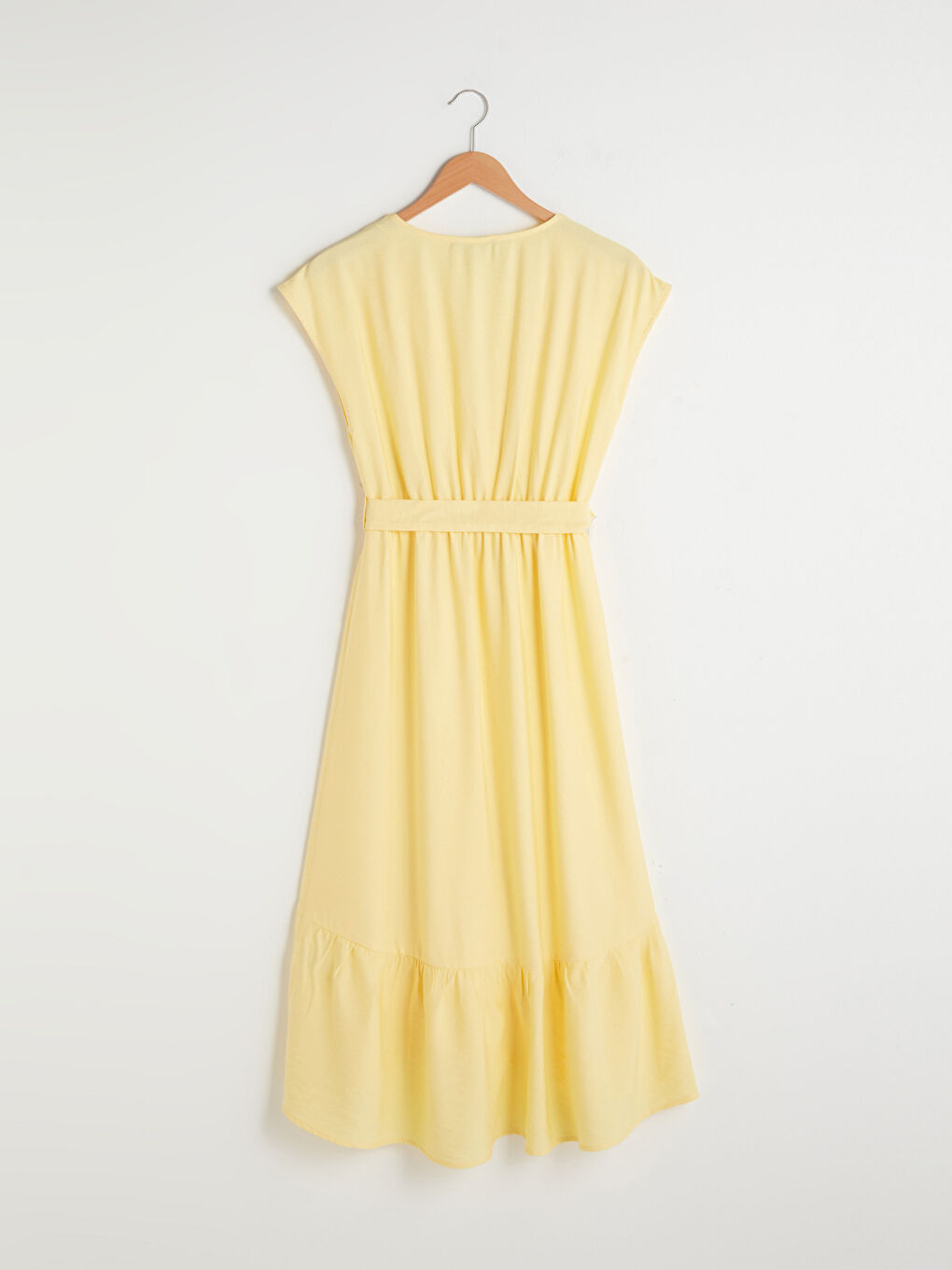 Double Breasted V Neck Belt Detailed Short Sleeve Women's Dress-6