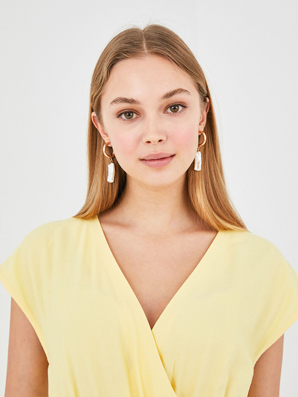 Double Breasted V Neck Belt Detailed Short Sleeve Women's Dress-2