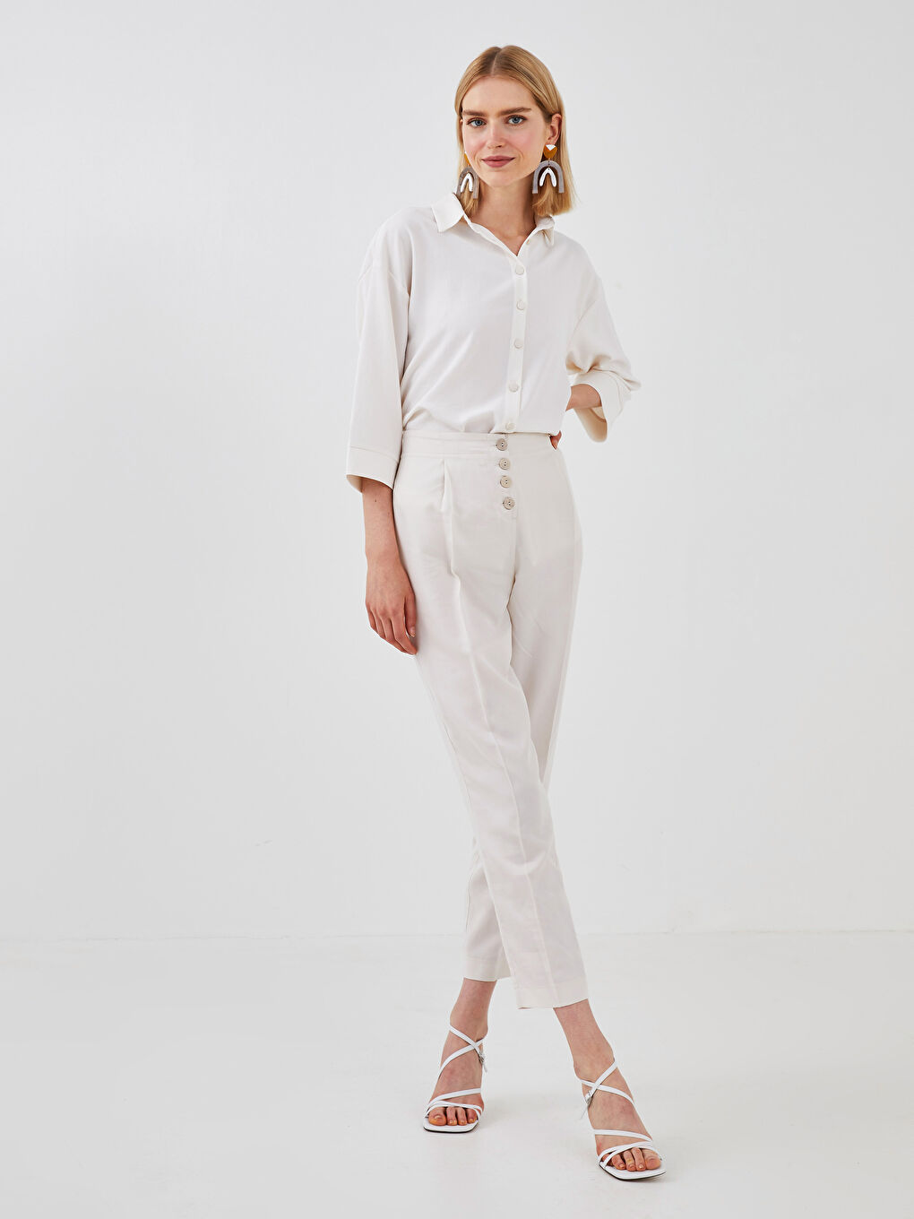 Брюки с высокой посадкой и свободным кроем для женщин-3