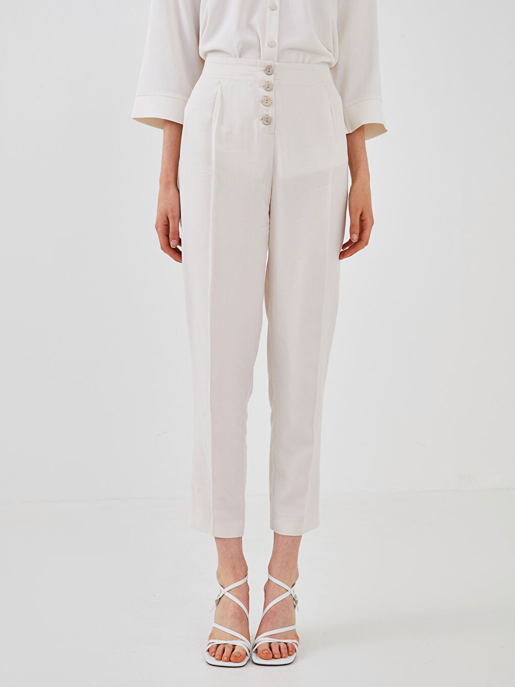 Брюки с высокой посадкой и свободным кроем для женщин-4