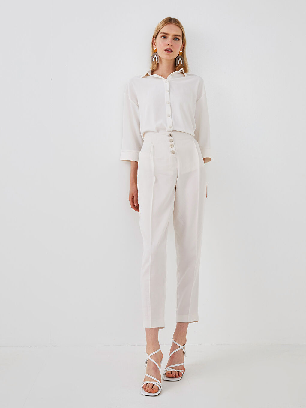 Брюки с высокой посадкой и свободным кроем для женщин-1