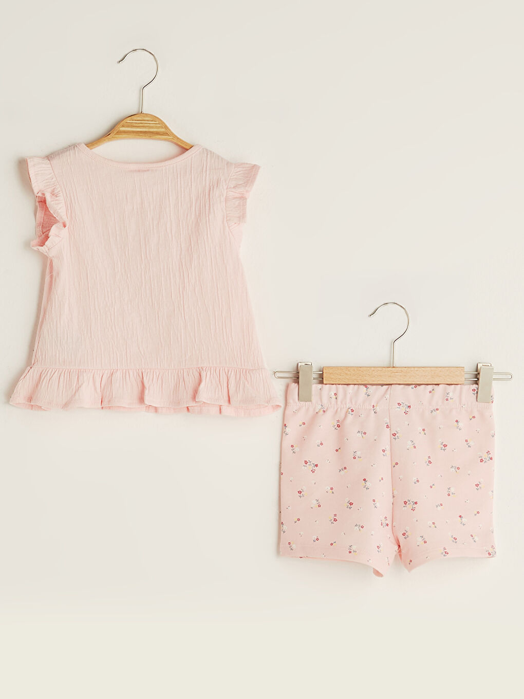 Ensemble de pyjama imprimé pour bébé fille à col rond et manches courtes-1