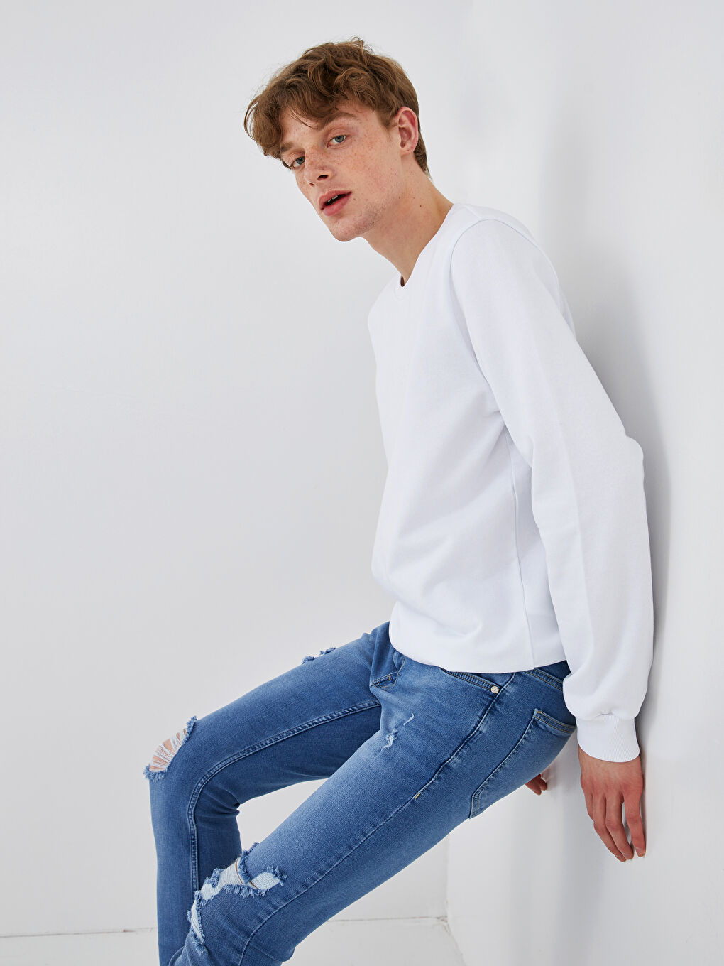 كنزة رياضية كم طويل برقبة دائرية للرجال-1