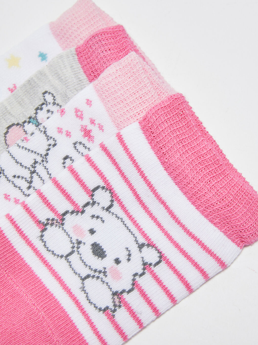 Beyaz Winnie the Pooh Kız Bebek Patik Çorap 4'lü-3