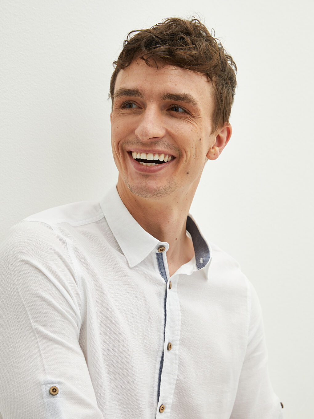 Beyaz Slim Fit Uzun Kollu Poplin Erkek Gömlek-5