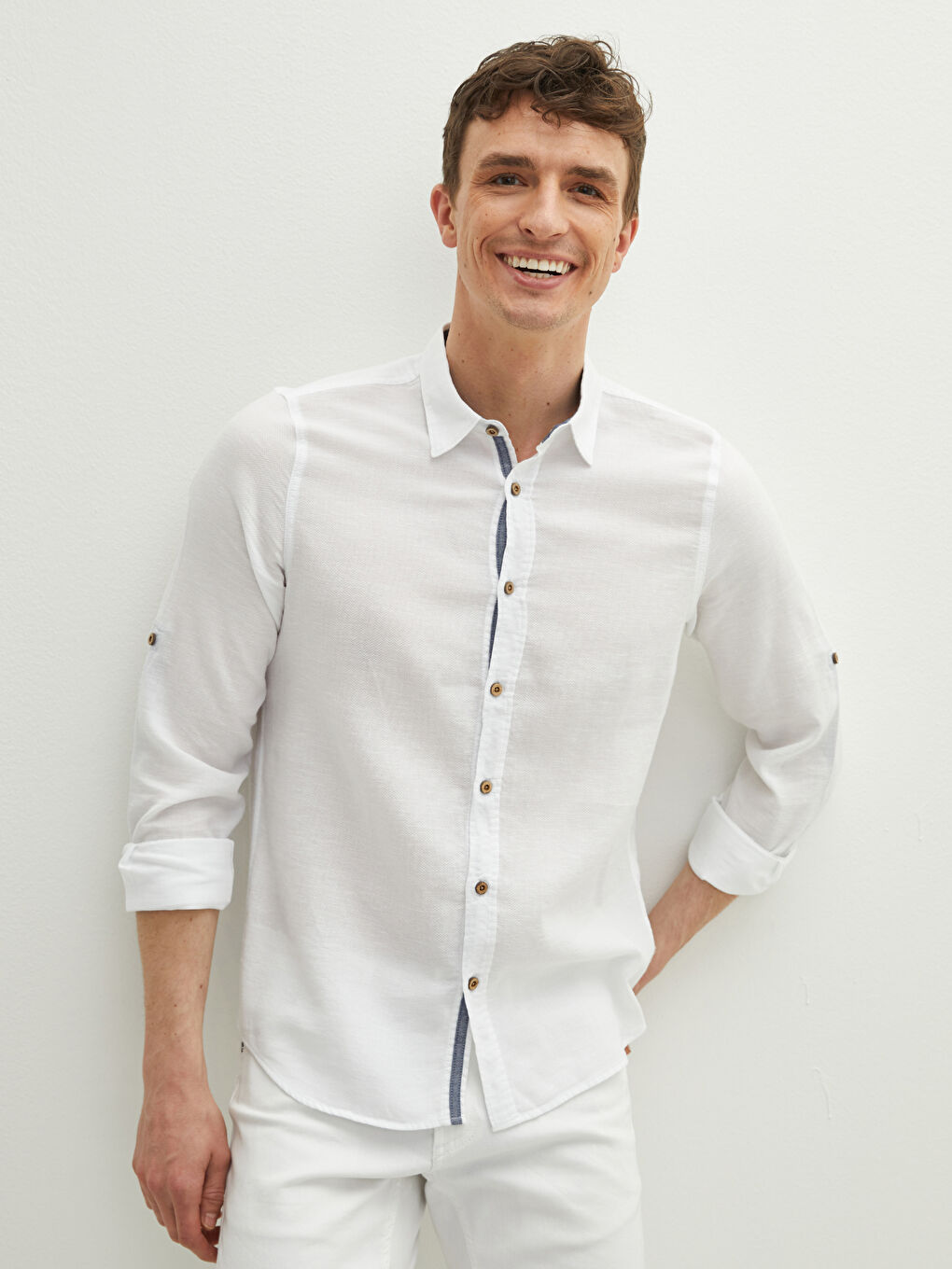 Beyaz Slim Fit Uzun Kollu Poplin Erkek Gömlek