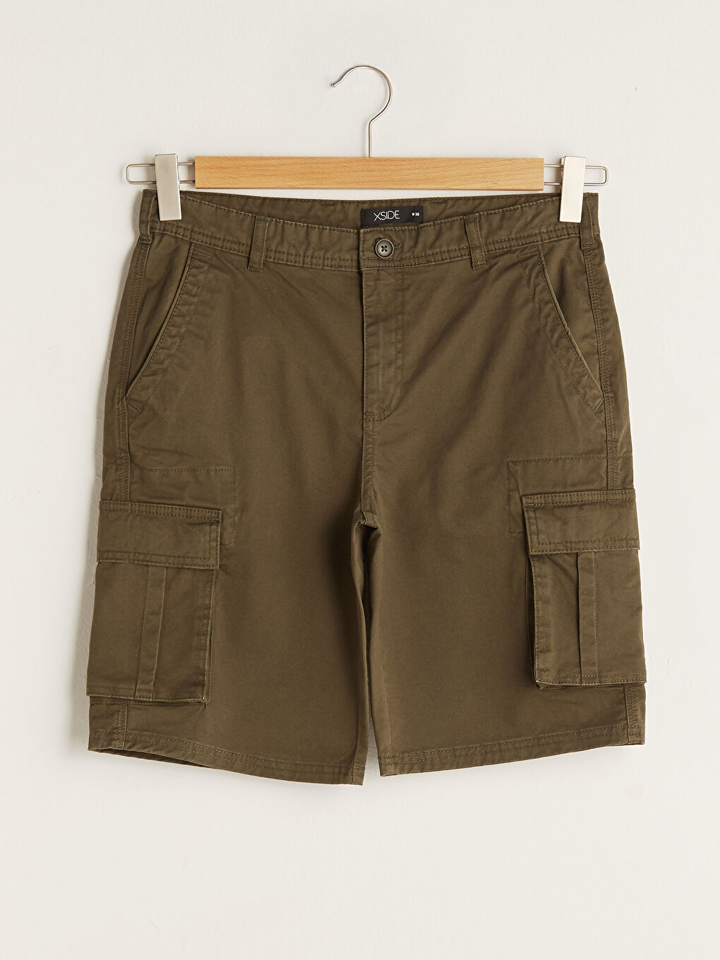 XSIDE Haki Standart Kalıp Gabardin Erkek Kargo Şort - 6