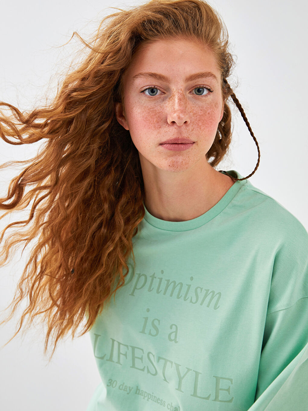 Yeşil Bisiklet Yaka Baskılı Kısa Kollu Kadın Elbise-2