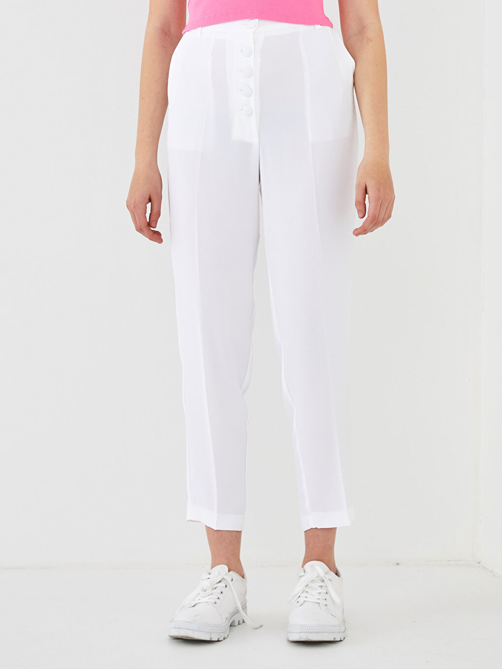 Elastic Waist Pocket Detailed Women's Trousers-6