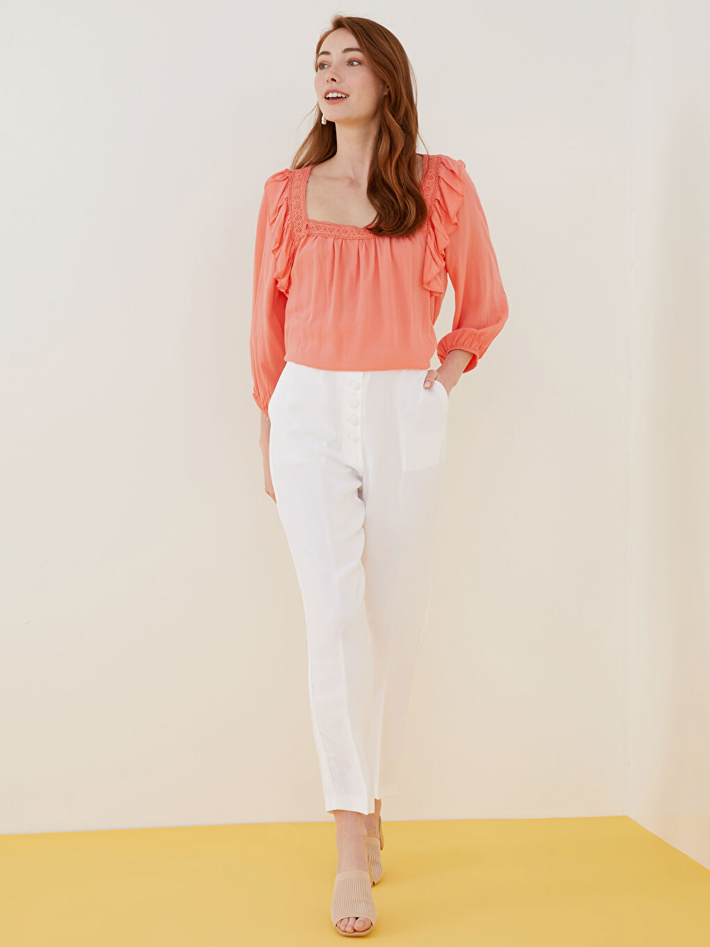 Elastic Waist Pocket Detailed Women's Trousers