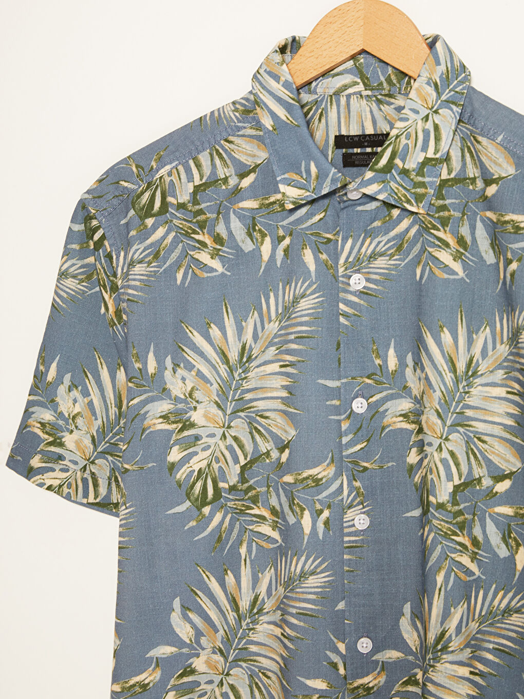 Regular Fit Short Sleeve Patterned Poplin Men's Shirt-7