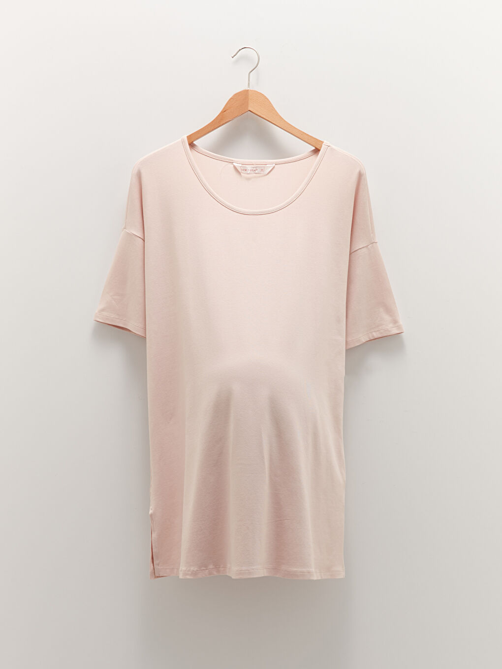 LCW DREAM Pembe Bisiklet Yaka Düz Kısa Kollu Hamile Pijama Üst - 12