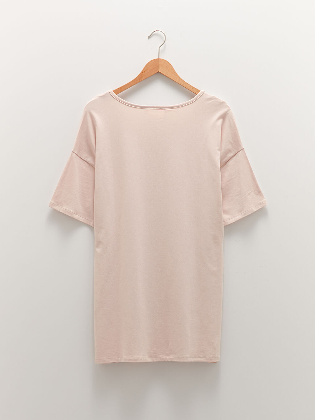 LCW DREAM Pembe Bisiklet Yaka Düz Kısa Kollu Hamile Pijama Üst - 13