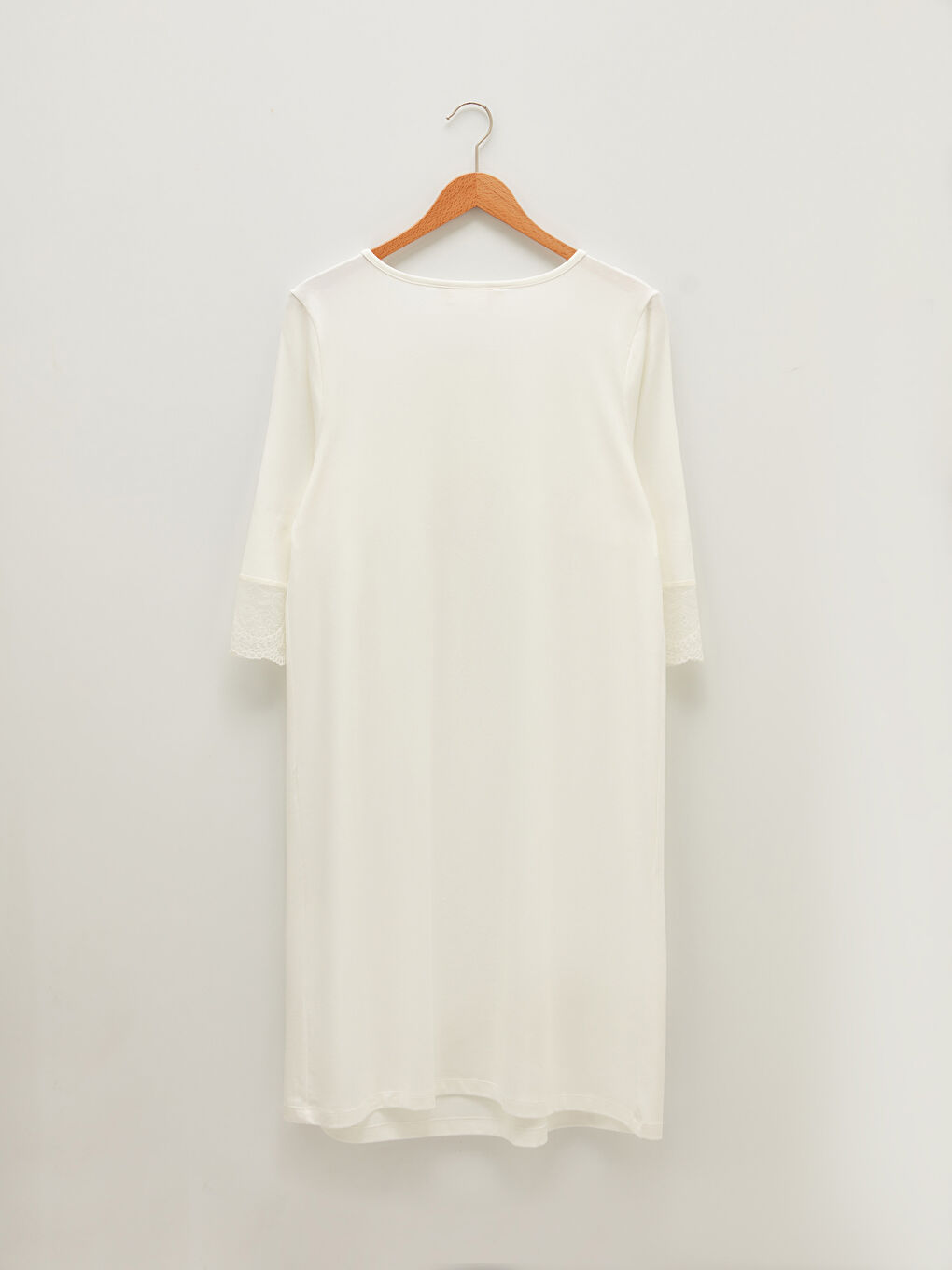 Ekru Bisiklet Yaka Nakışlı Hamile Gecelik-15